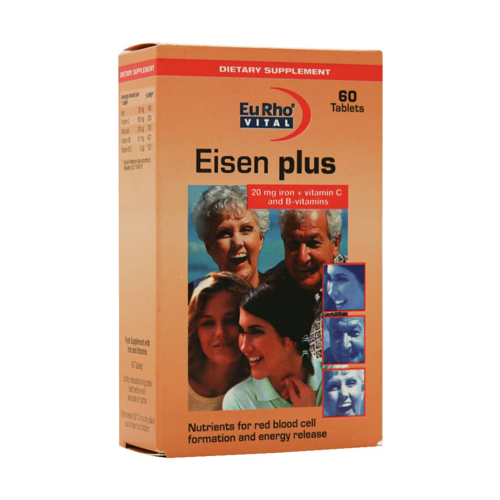 قرص اهن ایزن پلاس یوروویتال 60عدد--EURHO VITAL EISEN PLUSTAB